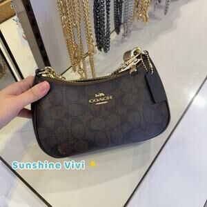 NWT Coach Teri Mini Crossbody Bag Signature Canvas CW323 Gold/Walnut/Black